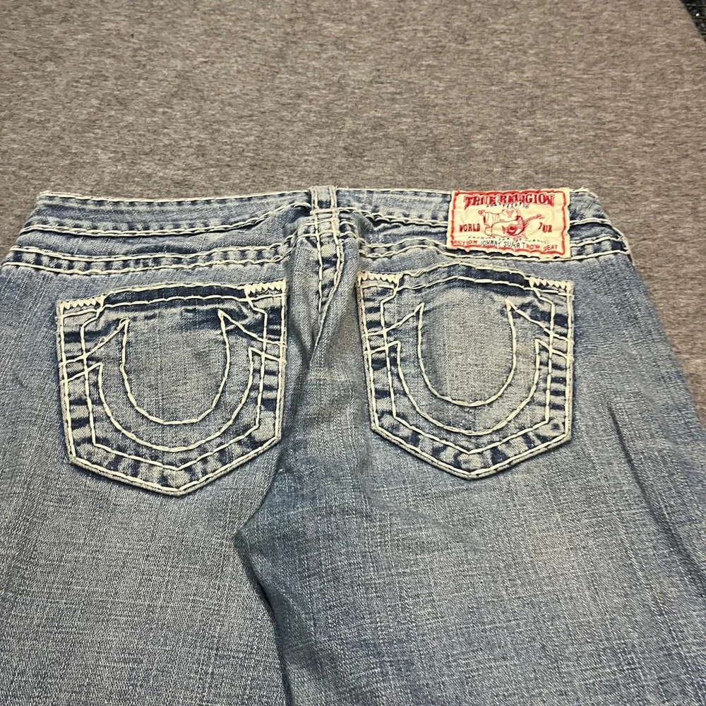 True Religion Johnny Super T Baggy Wide Leg Jeans Blue Mega Stitch 32x31 USA